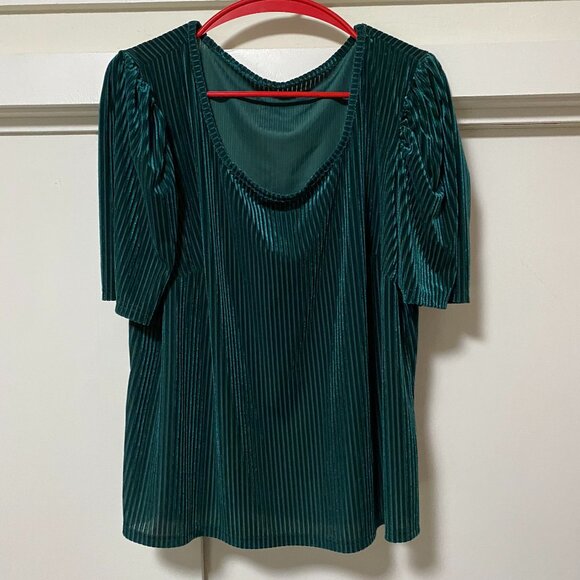 Shein Curve short sleeve emerald-green corduroy blouse, size 4XL - Picture 1 of 10